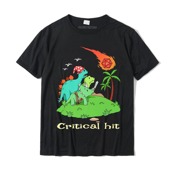 Tabletop Gaming Critical Hit Dinosaurs And Dice Premium T-Shirt Group Tops amp Tees for Men's Prevalent Cotton Funny Mart Lion Black XS 