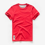 Men's T-shirt Cotton Solid Color t shirt Men's Causal O-neck Basic Male Classical Tops Mart Lion Red46 M 