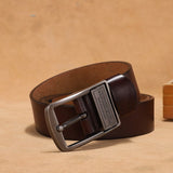 Genuine Leather Belt Men's Vintage Alloy Letter Pin Buckle Long Larfe Male Belts Waist Strap Mart Lion   