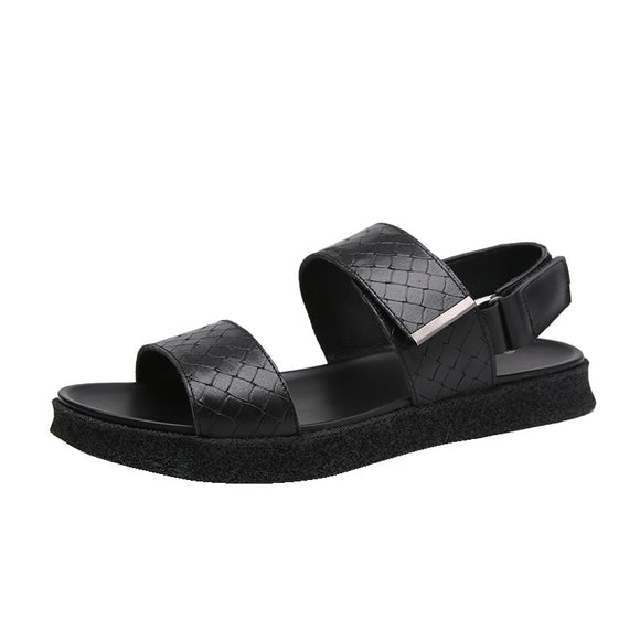 Men's Sandals Trend Beach Shoes Retro Casual Sandals Breathable Non Slip Mart Lion Black 38 