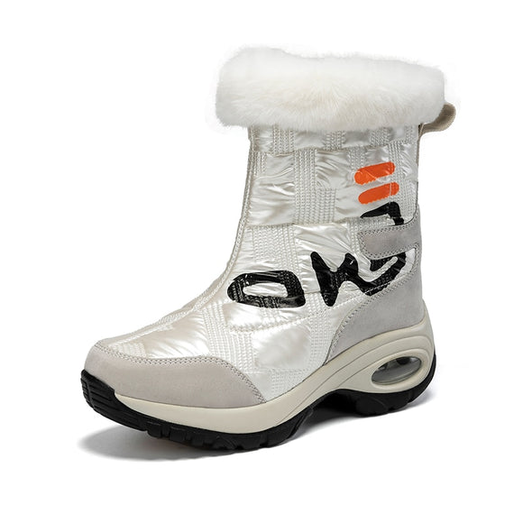 Waterproof Winter Women Boots Warm Plush Snow Outdoor Non-slip Winter Sneakers Platform Ankle Boots Mart Lion Beige 5.5 