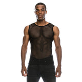 Men's Transparent Mesh T Shirt See Through  Fishnet Long Sleeve Muscle Undershirts Nightclub Party Perform Top Tees Mart Lion Black Tank Top S 