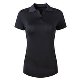 jeansian Women Casual Short Sleeve T-Shirt Tee Floral Print Polo Shirts Golf Polos Tennis Badminton Mart Lion SWT251-Black US S China