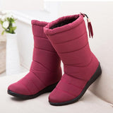 Women Boots Waterproof Down Winter Warm Ankle Snow Shoes Winter Heels Mart Lion red 5 