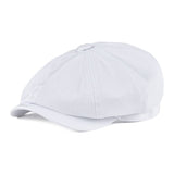Newsboy Cap Men's Twill Cotton Hat 8 Panel Hat Baker Caps Retro Gatsby Hats Casual Cap Cabbie Apple Beret Mart Lion White 57cm 