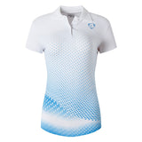 jeansian Women Casual Short Sleeve T-Shirt Tee Floral Print Polo Shirts Golf Polos Tennis Badminton Mart Lion SWT251-WhiteBlue US S China