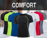 Running shirt summer Men's Sports Training Slim Fit Tights Tops Tees Gym Compression Black T-shirts Mart Lion   