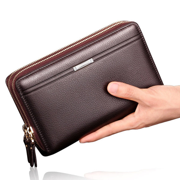 Men's Wallet Leather Money Passport Bag large Capacity Thin Coin Purse Coin Card Holder Male Long Handbag Mart Lion   