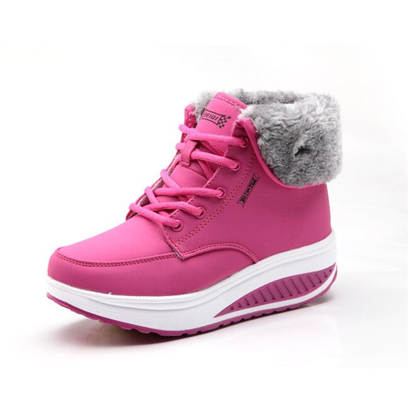 Waterproof Winter Women Boots Warm Plush Snow Outdoor Non-slip Sneakers Fur Platform Ankle Mart Lion 01 4.5 