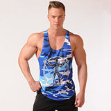 Men's Bodybuilding Tank Tops Camouflage Sleeveless Shirt Gym Fitness Workout Singlet Vest Undershirt Quick Dry Training Clothing Mart Lion C5 M 