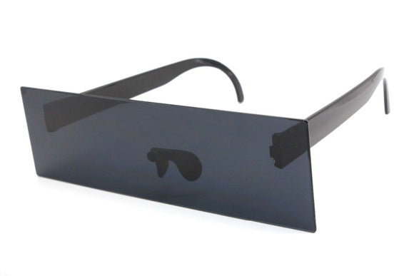 Large Futuristic Oversize Shield Visor Sunglasses Flat Top Mirrored Mono Lens Lady Metal Frame NX Mart Lion   