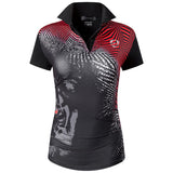 jeansian Women Casual Short Sleeve T-Shirt Tee Floral Print Polo Shirts Golf Polos Tennis Badminton Mart Lion SWT258-Black US S China