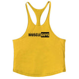 Bodybuilding stringer tank tops men blank vest solid color gyms singlets fitness undershirt men vest muscle sleeveless shirt Mart Lion yellow mg M 