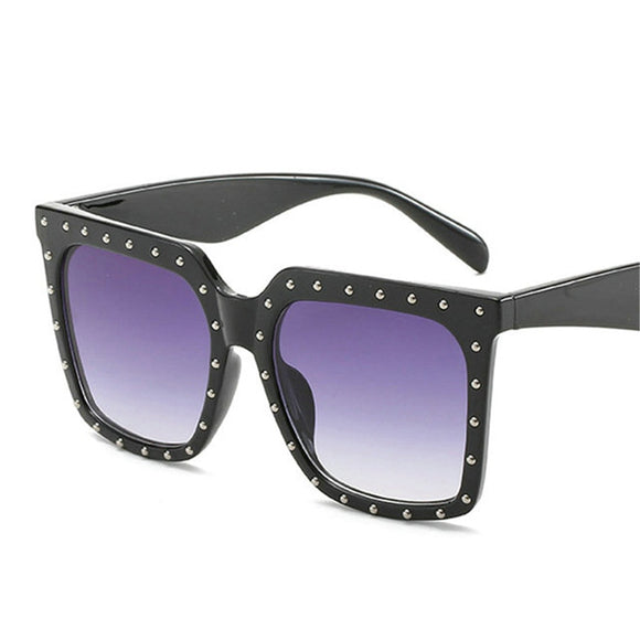 Retro Oversized Diamond Frame Square Sunglasses women Unique Vintage Men's Diamond with Box NX Mart Lion gray  