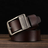 Vintage Pin Buckle Men's Belt Cow Genuine Leather Luxury Strap Belts Jeans Mart Lion P17-Brown China 100cm 28to29Inch