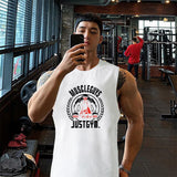 Muscleguys cotton sleeveless shirt tank top men's fitness shirt gym bodybuilding workout gym singlet vest Mart Lion White M 