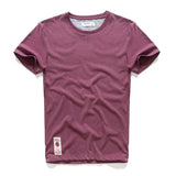 Men's T-shirt Cotton Solid Color t shirt Men's Causal O-neck Basic Male Classical Tops Mart Lion Wine08 M 