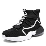 Painting Black High Sock Running Shoes Men's Classic Couples Sock Shoes Sports Breathable Platform High top Sneakers Women Mart Lion Black B388 35 
