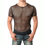 Men's Transparent Mesh T Shirt See Through  Fishnet Long Sleeve Muscle Undershirts Nightclub Party Perform Top Tees Mart Lion Black  Tshirt S 