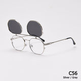 Vintage SteamPunk Style Polarized Tint Ocean Lens Sunglasses Flip Up Clamshell Design Oculos De Sol S31610 Mart Lion C56 Silver Gray  