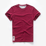 Men's T-shirt Cotton Solid Color t shirt Men's Causal O-neck Basic Male Classical Tops Mart Lion Red23 M 