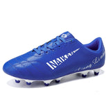 Hot Blue Printed Soccer Boots Outdoor Lightweight Men's Sports Shoes for Football Non-slip Unisex Training Mart Lion   