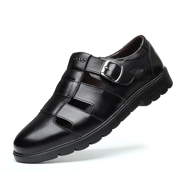 Men's Casual Beach Shoes Wear Hollow Sandals Mart Lion Black 38 