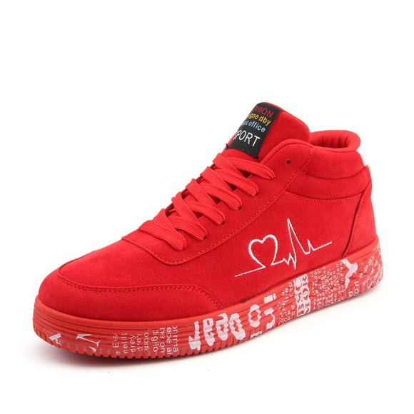 Printed Autumn Shoes Women High top Board Sneakers Fabric Skate Trainers Men's Red Sport Unisex Mart Lion Red 5911 35 