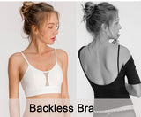 Women Backless Bra Invisible Bralette Seamless Push Up Lingerie Wireless Thin Cup Hollow Lace Underwear Low Back Brassiere Mart Lion   