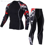Thermal underwear set Men's clothing Compression sports Quick-drying jogging suit Winter warm MMA Mart Lion Coral Red L 