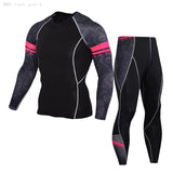Thermal underwear set Men's clothing Compression sports Quick-drying jogging suit Winter warm MMA Mart Lion Red XL 