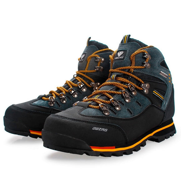 Genuine Leather Climbing Trekking Boots Men's Outdoor High Top Hiking Shoes Waterproof Hunting Boots Mart Lion 8037heihuang 40 