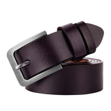 Genuine Leather Belt Men's Casual Metal Pin Detachable Buckle Straps Belt Ceintures Jeans Belts Mart Lion Dark Brown 140cm(waist120-125cm 