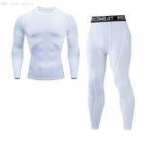 Thermal underwear set Men's clothing Compression sports Quick-drying jogging suit Winter warm MMA Mart Lion Sky blue XL 