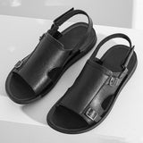 Leather Men Summer Shoes Casual beach breathable lightweight Summer sandals Mart Lion   