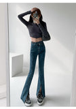 Flare Jeans Women's Low Waist Trousers Vintage Aesthetic Denim Pants Streetwear Mom Casual Korean Cyber Y2k Mart Lion   