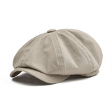 Newsboy Cap Men's Twill Cotton Hat 8 Panel Hat Baker Caps Retro Gatsby Hats Casual Cap Cabbie Apple Beret Mart Lion Light Khaki 57cm 