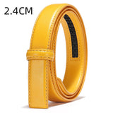 Leather Automatic Buckle Belt Body Straps No Buckle Yellow Gray Blue Green Belt Without Buckle Men's Women Mart Lion 2.4cm Yellow China 105cm