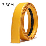 Leather Automatic Buckle Belt Body Straps No Buckle Yellow Gray Blue Green Belt Without Buckle Men's Women Mart Lion 3.5cm Yellow China 105cm