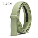 Leather Automatic Buckle Belt Body Straps No Buckle Yellow Gray Blue Green Belt Without Buckle Men's Women Mart Lion 2.4cm Green China 105cm
