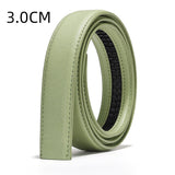 Leather Automatic Buckle Belt Body Straps No Buckle Yellow Gray Blue Green Belt Without Buckle Men's Women Mart Lion 3.0cm Green China 105cm