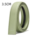 Leather Automatic Buckle Belt Body Straps No Buckle Yellow Gray Blue Green Belt Without Buckle Men's Women Mart Lion 3.5cm Green China 105cm
