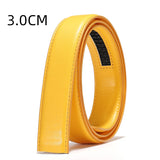 Leather Automatic Buckle Belt Body Straps No Buckle Yellow Gray Blue Green Belt Without Buckle Men's Women Mart Lion 3.0cm Yellow China 105cm