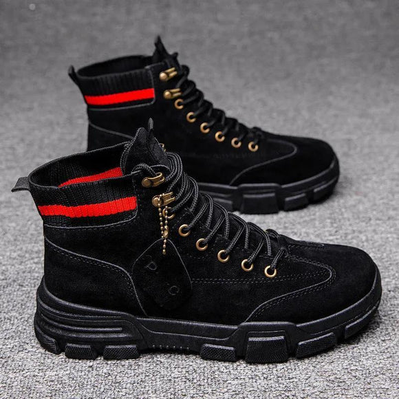 Men's Boots Leather Waterproof Lace Up Military Winter Ankle Lightweight Shoes Casual Non Slip Mart Lion Black 39 