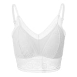 Lace Bra Back No Wire Brassiere Seamless Bras for Women Backless Bralette Push Up Top Floral Underwear Girl Thin Cup Mart Lion White M 