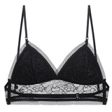 Women Backless Bra Stylish Lace Seamless Bralette Triangle Cup Invisible Boneless Bras For Dress Soft  Thin Underwear Mart Lion Lace-Black S China