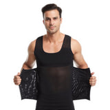 Hot Men's Compression Shirt Slimming Body Shaper Vest Fitness Workout Tank Tops Abs Abdomen Undershirts Body Shaper Mart Lion black-Shaper Vest S 