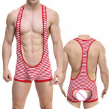 Men's Undershirts Mesh Open Butt Wrestling Singlet Leotard One-Piece Pajama Jockstrap Underwear Faux Leather Jumpsuit Mart Lion Style5 Red S 1pc