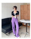 Baggy Jeans Women Purple Korean Straight Leg Loose Deim Pants Mom Jean Washed Boyfriend Trousers Green Pink Mart Lion   