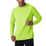 Men's Sun Protection T-shirts Summer UPF 50+ Long Sleeve Performance Quick Dry Breathable Hiking Fish UV-Proof Mart Lion Fluorescence Green CN L(US M) China